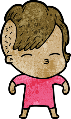 Bir insan tarafından çizilmiş şaşı çizgi film kızı.