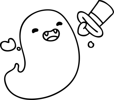 Bir insan tarafından çizilmiş silindir şapkalı mutlu bir cadılar bayramı hayaletinin çizgi karalaması