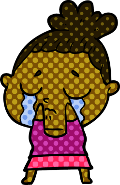 Bir insan tarafından çizilmiş ağlayan kadın çizgi filmi.