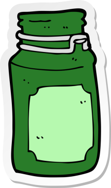 Bir insan tarafından çizilmiş bir mutfak kavanozunun etiketi.