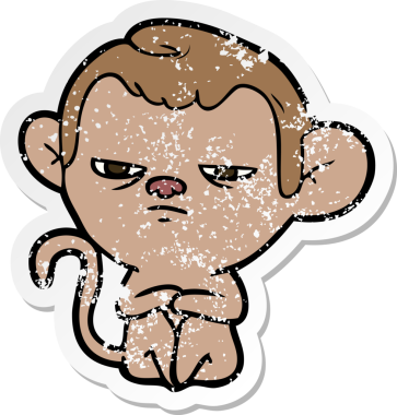 Bir insan tarafından çizilmiş karikatür maymununun sıkıntılı çıkartması