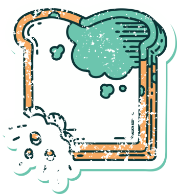 Bir insan tarafından çizilmiş küflü bir ekmeğin sembolik dövmeli görüntüsü