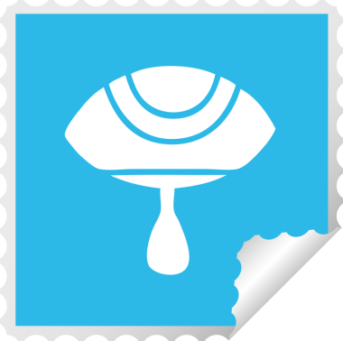 Bir insan tarafından çizilmiş ağlayan bir gözün kare soyulmuş çıkartması.