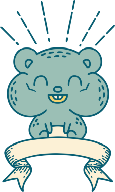 Dövme stili afiş bir insan tarafından çizilmiş mutlu hamster.