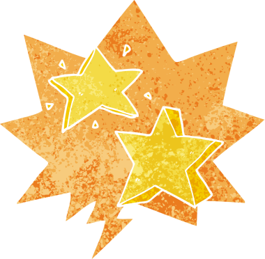 Bir insan tarafından çizilmiş, grunge 'de konuşma baloncuğu olan karikatür yıldızı.