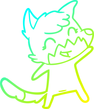 Bir insan tarafından çizilmiş mutlu bir tilkinin soğuk çizgi çizimi.