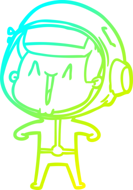 Bir insan tarafından çizilmiş mutlu bir astronotun soğuk gradyan çizimi.