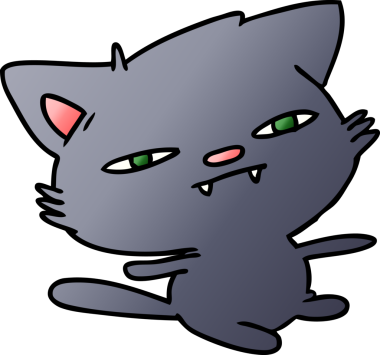 Bir insan tarafından çizilmiş sevimli kawaii kedisinin serbest çizim çizimi