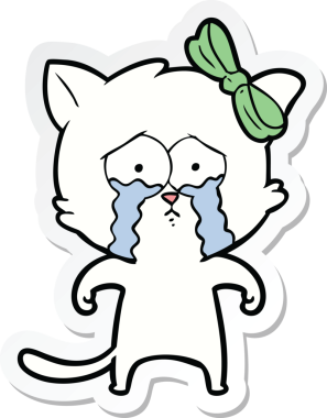 Bir insan tarafından çizilmiş çizgi film kedisinin çıkartması.