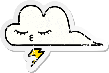 Bir insan tarafından çizilmiş tatlı bir gökgürültüsü bulutunun sıkıntılı çıkartması.