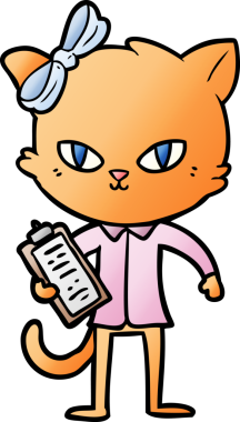 Bir insan tarafından çizilmiş sevimli çizgi film kedisi.