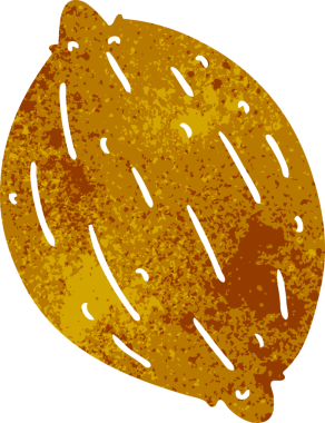 Bir insan tarafından çizilmiş tek bir cevizin retro çizimi