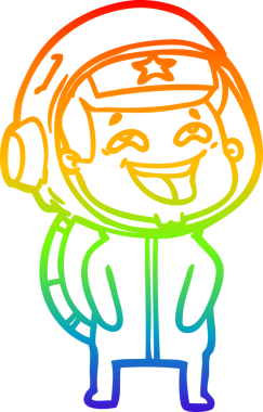 Gökkuşağı gradyan çizgi çizimi Bir insan tarafından çizilmiş gülen astronot