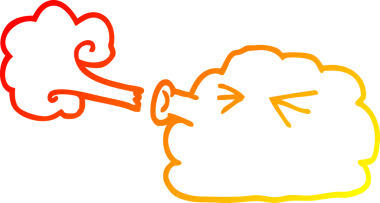 Bir insan tarafından çizilen fırtınayı savuran çizgi film bulutunun sıcak gradyanı.