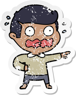 Bir insan tarafından çizilmiş stresli bir çizgi film çıkartması.