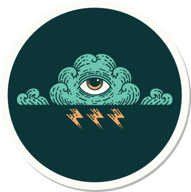 Her şeyi gören bir insan tarafından çizilmiş geleneksel bir dövme çıkartması.