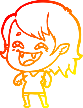 Bir insan tarafından çizilmiş gülen vampir kız çizgi filmi.