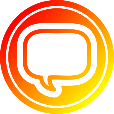 Bir insan tarafından çizilen sıcak gradyan bitiş ile konuşma kabarcığı dairesel simgesi