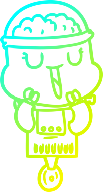 Bir insan tarafından çizilmiş mutlu çizgi film robotu çizimi.