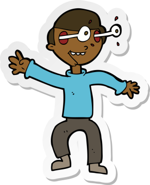 Bir insan tarafından çizilmiş bir karikatür çıkartması.