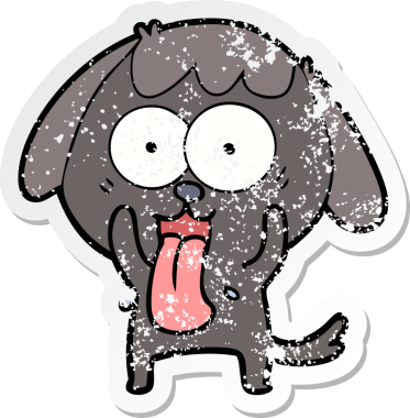 Bir insan tarafından çizilmiş şirin bir köpeğin sıkıntılı çıkartması.