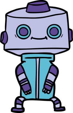 Bir insan tarafından çizilmiş çizgi film robotu