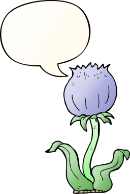 bir insan tarafından çizilmiş yumuşak eğimli konuşma baloncuklu vahşi çiçek çizgi filmi