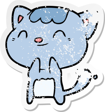 Bir insan tarafından çizilmiş mutlu bir kedinin sıkıntılı çıkartması.