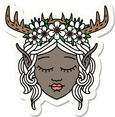 Bir insan tarafından çizilmiş bir Elf Druid karakterinin çıkartması.