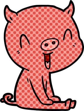 Bir insan tarafından çizilmiş mutlu çizgi film domuzu.