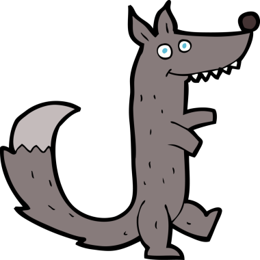 Bir insan tarafından çizilmiş bir kurt çizgi filmi.