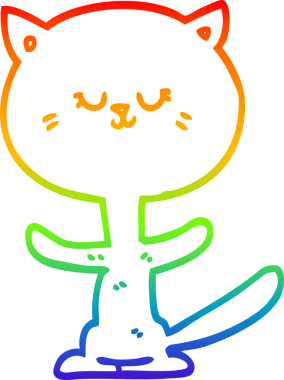 gökkuşağı gradyan çizgi çizimi Bir insan tarafından çizilmiş mutlu kedi