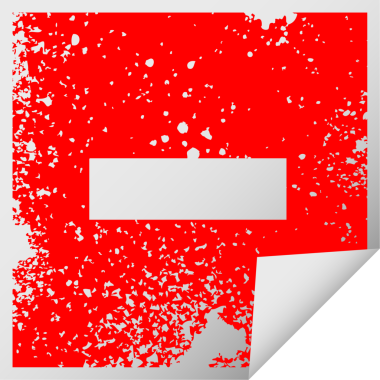 Bir insan tarafından çizilmiş eksi bir sembolün kare soyulmuş çıkartması.