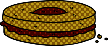 Bir insan tarafından çizilmiş komik çizgi roman tarzı çikolatalı bisküvi.