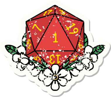 Doğal bir zarın grunge sticker 'ı bir insan tarafından çizilmiş çiçek elementleriyle yuvarlanıyor.