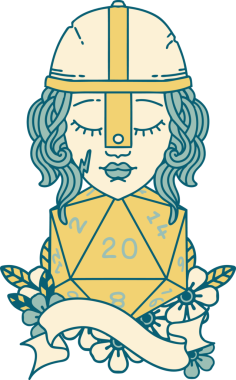 Retro Dövme Tarzı İnsan Dövüşçüsü Bir insan tarafından çizilmiş 20 zar atışıyla