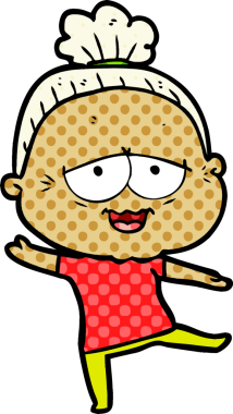 Bir insan tarafından çizilmiş mutlu yaşlı kadın çizgi filmi.