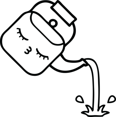 Bir insan tarafından çizilen çaydanlığın çizgi çizimi