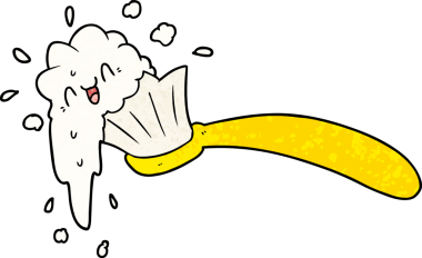 bir insan tarafından çizilmiş diş fırçası ve diş macunu.