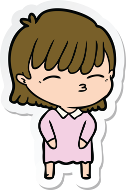 Bir insan tarafından çizilmiş bir karikatür kadının çıkartması.