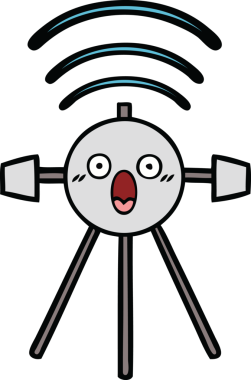 Bir insan tarafından çizilmiş sevimli bir uydu karikatürü.