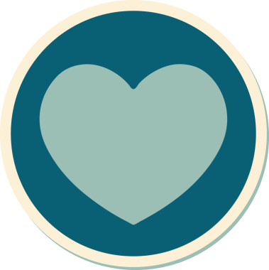 Bir insan tarafından çizilmiş geleneksel bir kalp şeklinde dövme çıkartması.