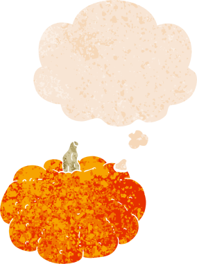 Düşünce balkabağı ve grunge dertli retro dokuma tarzı bir insan tarafından çizilmiş