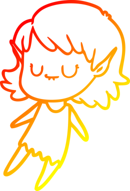 Bir insan tarafından çizilmiş mutlu bir elf kızı çizimi.