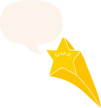 Bir insan tarafından çizilmiş, konuşma baloncuğu olan bir çizgi film yıldızı.