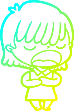 Bir insan tarafından yüksek sesle çizilmiş bir karikatür kadın çizimi.