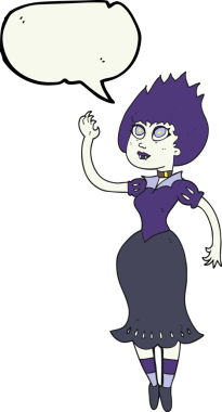 Bir insan tarafından çizilmiş serbest konuşma balonu çizilmiş vampir kız.