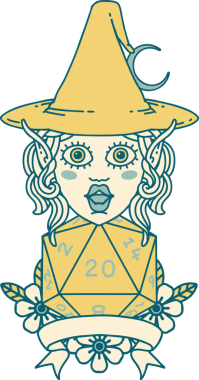 Retro Dövme Biçimli elf karakteri Bir insan tarafından çizilmiş doğal yirmi zar atışıyla