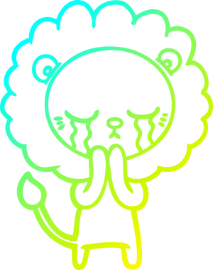 Bir insan tarafından çizilmiş ağlayan bir aslanın soğuk gradyan çizgisi.