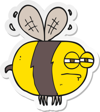 Bir insan tarafından çizilmiş mutsuz bir arının çıkartması.